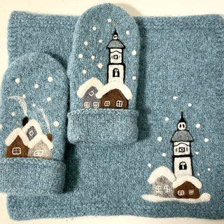 Nålefilting på votter og sitteunderlag