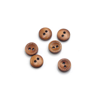 Buttons - Brown wood colour, 6 pcs