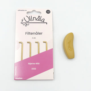 Ullnåla Filtenålholder Tett, Gull med nåler